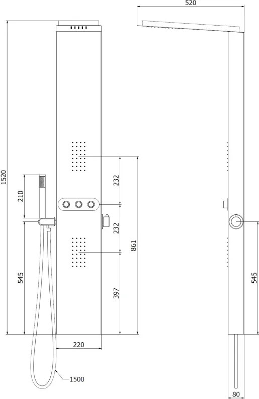 Mexen Omar panel prysznicowy, chrom - 7610-03-00
