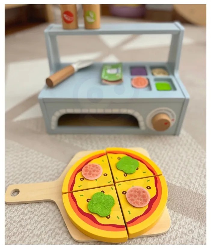 Tooky toy pizzeria drewniany piec do pizzy akcesoria