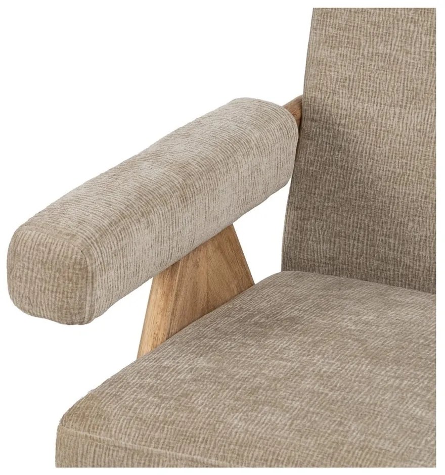 Beżowy fotel z tkaniny szenilowej Rest – Ixia