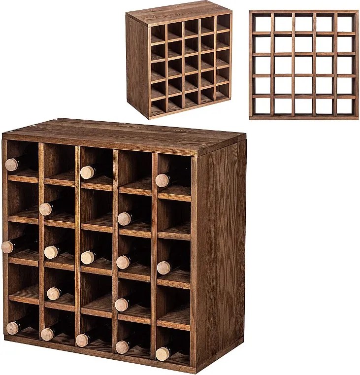 KADAX Regał na wino Loreo szachownica drewniany ciemny brąz