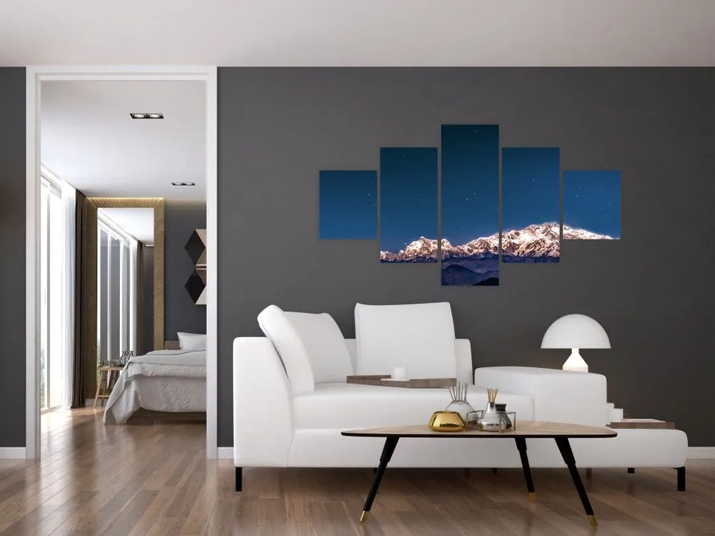 Obraz gór i nocnego nieba (125x70 cm)
