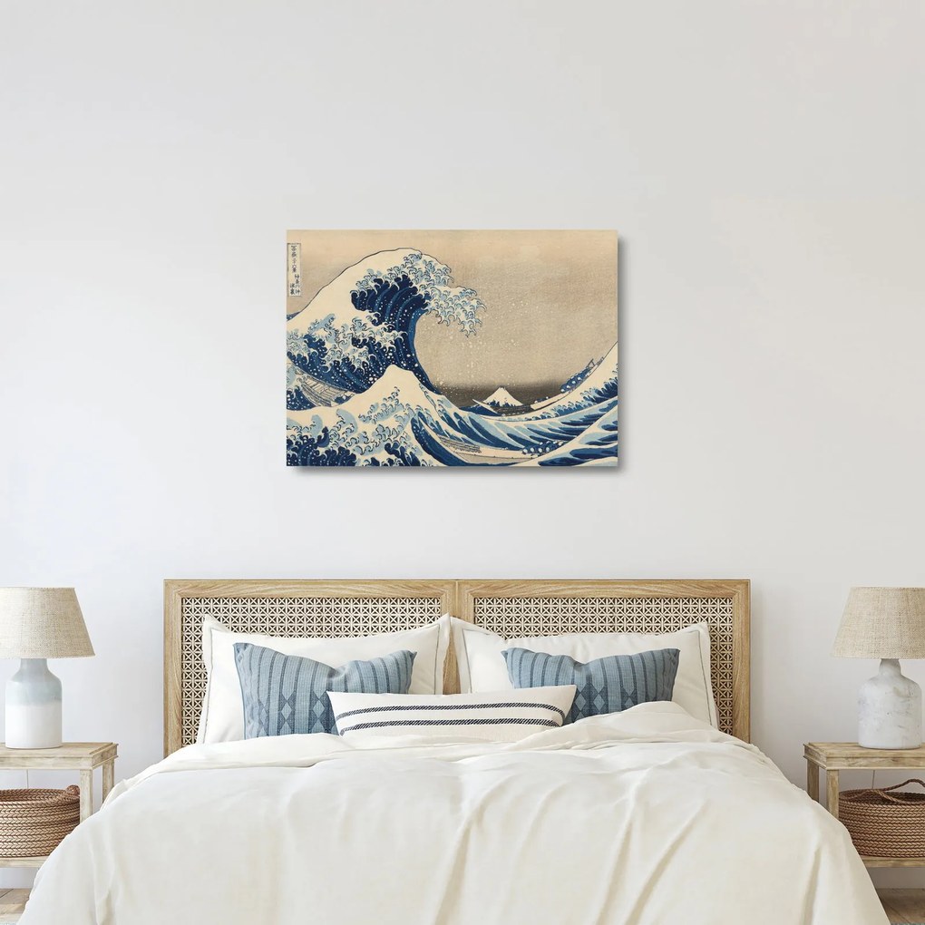 Obraz na szkle - Katsushika Hokusai, Under the Wave off Kanagawa, reprodukcje (70x50 cm)