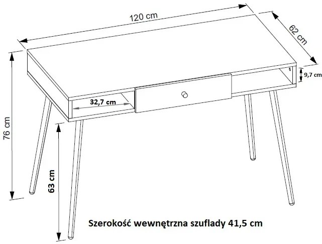 Skandynawskie biurko z szufladą dąb craft + biały F6-K22