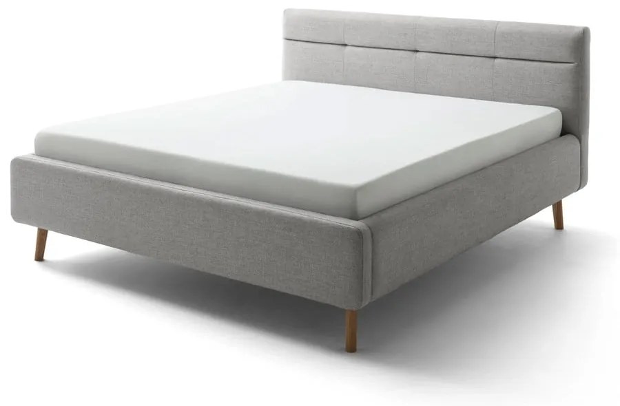 Szare tapicerowane łóżko dwuosobowe ze schowkiem i stelażem 160x200 cm Lotte – Meise Möbel