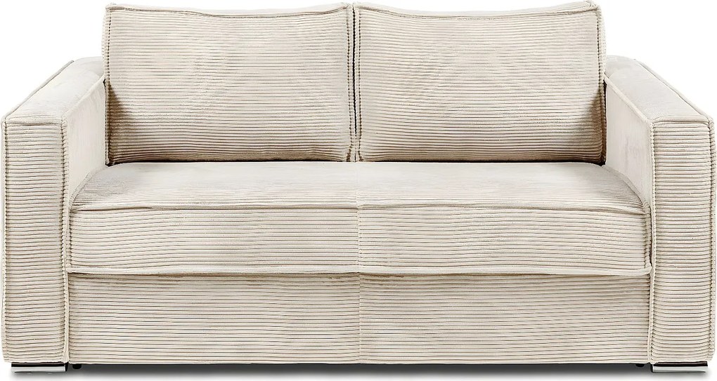 Kanapa 3-osobowa rozkładana typu express z beżowego weluru sztruksowego z siedziskiem z pianki z pamięcią kształtu - Powierzchnia spania 140 cm - Materac 14 cm LORETO