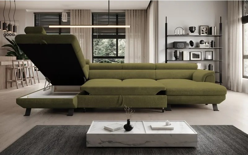 Narożnik RAVEN XL wolnostojący z funkcją spania tkanina Artico 37436 Mostaza WERSAL