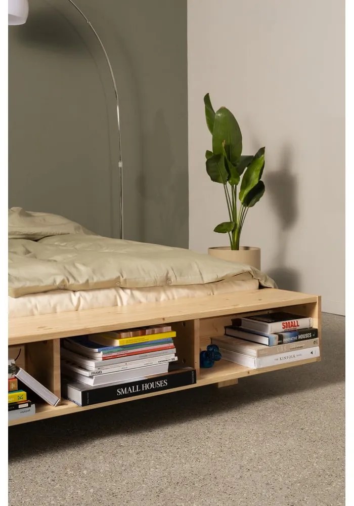 Łóżko dwuosobowe z litego drewna sosnowego ze stelażem 160x200 cm Merge – Karup Design