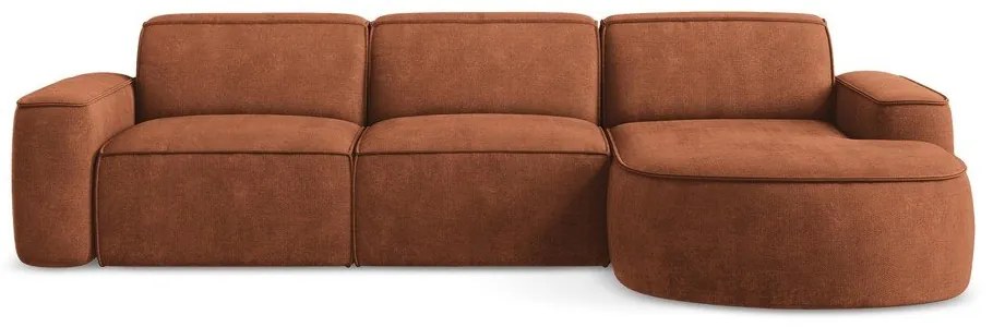 Narożnik z tkaniny szenilowej (prawostronny/z szezlongiem) w kolorze terakoty Omao – Makamii