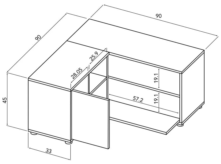 Biała szafka pod TV w dekorze dębu 90x45 cm Angle – TemaHome