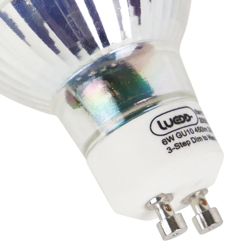 Zestaw 6 żarówek LED GU10 3-stopniowe ściemnianie do ciepłego światła 6W 450lm 2000K - 2700K