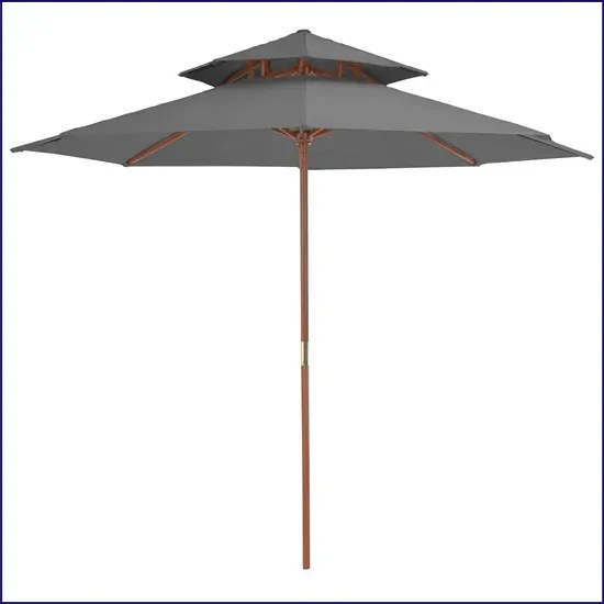 Okrągły parasol ogrodowy z drewnianym słupkiem antracyt A2-C47