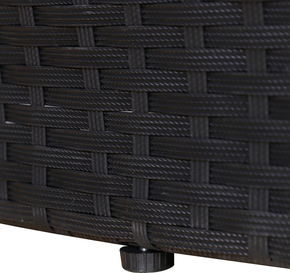 Rattanowa wyspa z daszkiem przeciwsłonecznym Stół krzesła Metalowe poduszki Kremowy komplet | Aosom PL