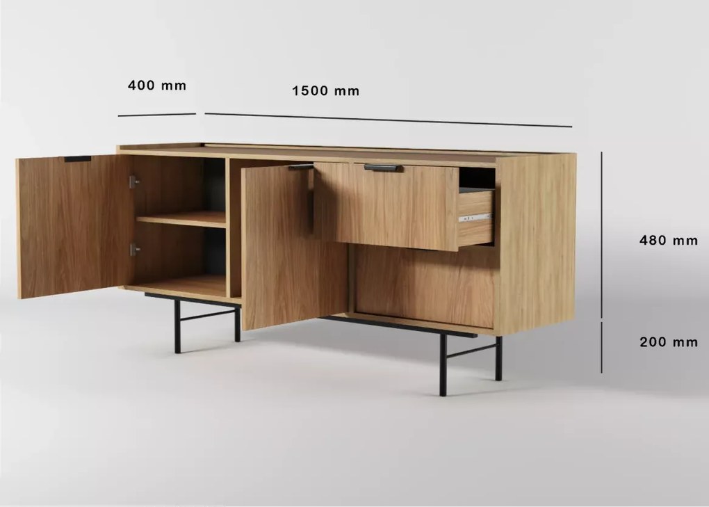 Komoda Nordell 2D2S – nowoczesna komoda z dwiema szafkami i dwiema szufladami, dostępna w dwóch kolorach