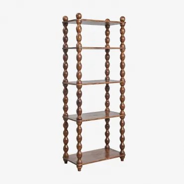 Regał 70x180 Cm Z Drewna Mango Tessaia Ciemny Drewniany Uchwyt - Sklum