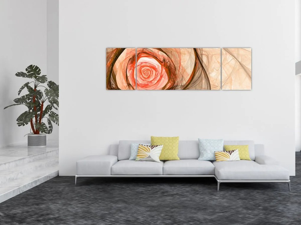 Obraz - Abstrakcyjny róż z białym tłem (170x50 cm)