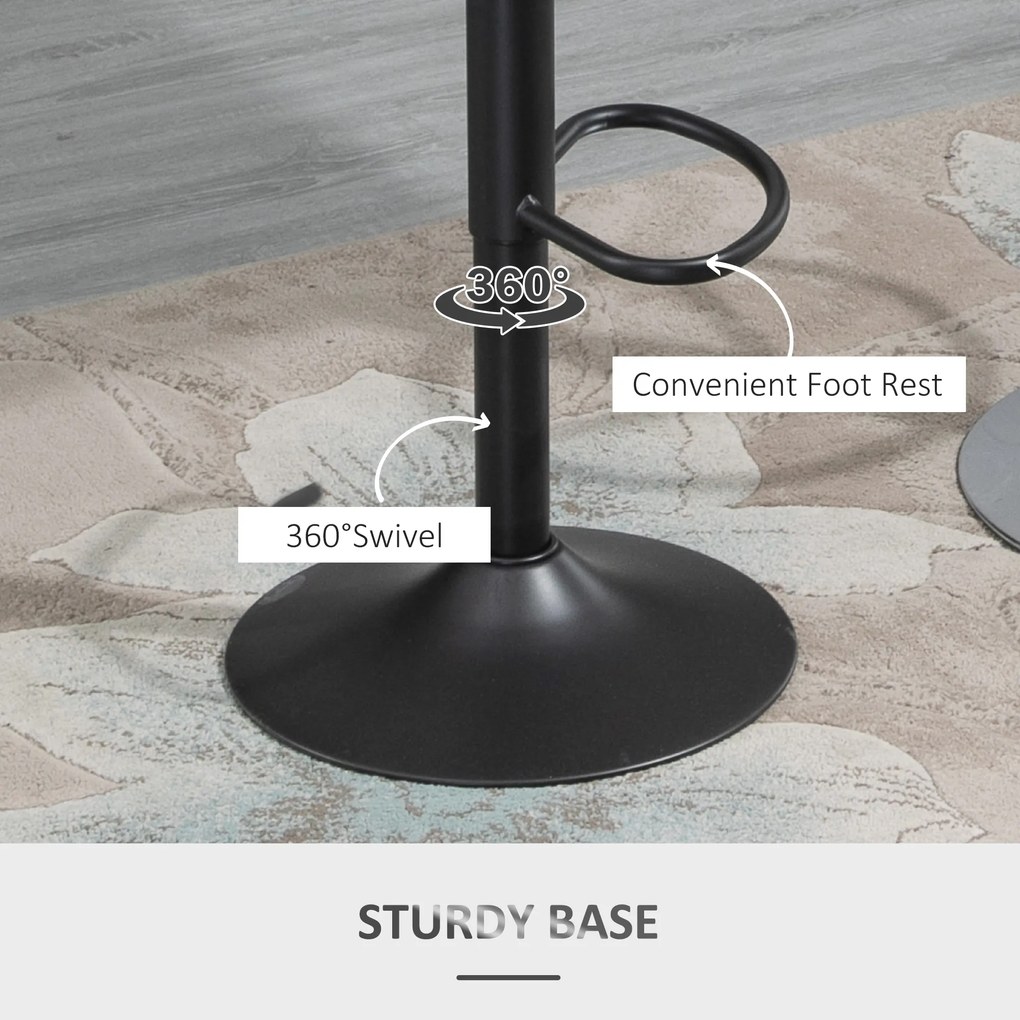 HOMCOM Zestaw 2 hokerów barowych obrotowych skóra ekologiczna regulacja wysokości podnóżek metalowa rama szary | Aosom PL