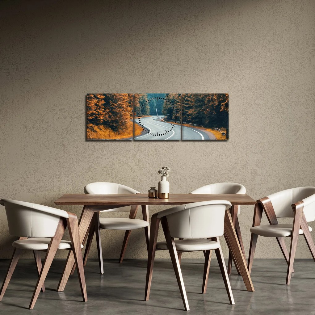 Obraz - Kręta droga (z zegarem) (90x30 cm)