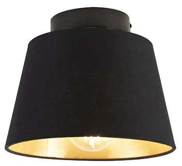 Lampa sufitowa z abażurem z bawełny czarna ze złotem 20 cm - Combi Black klasyczny/Antyczny Oswietlenie wewnetrzne