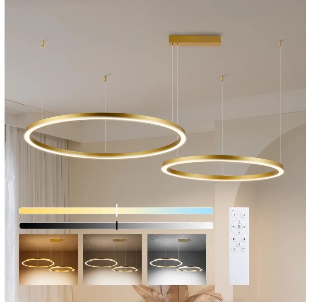 Brilagi - ściemnialny żyrandol LED na lince PORTOFINO LED/98W/230V złoty z pilotem