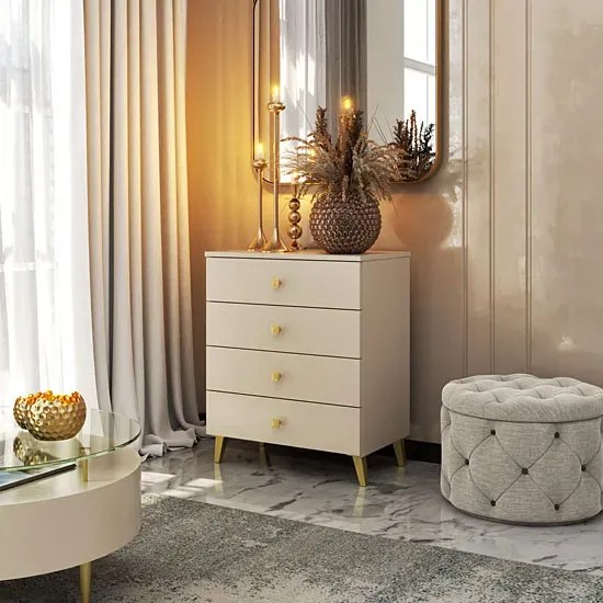 Kaszmirowa komoda w stylu glamour 4 szuflady - Adeks 5X