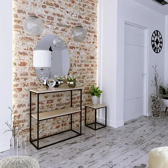 Metalowy stojak na kwiaty w stylu loft czarny + dąb sonoma F0-L32