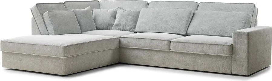 Jasnoszary narożnik z tkaniny szenilowej (lewostronny/w kształcie litery L) Kirou – Maison de Rêve