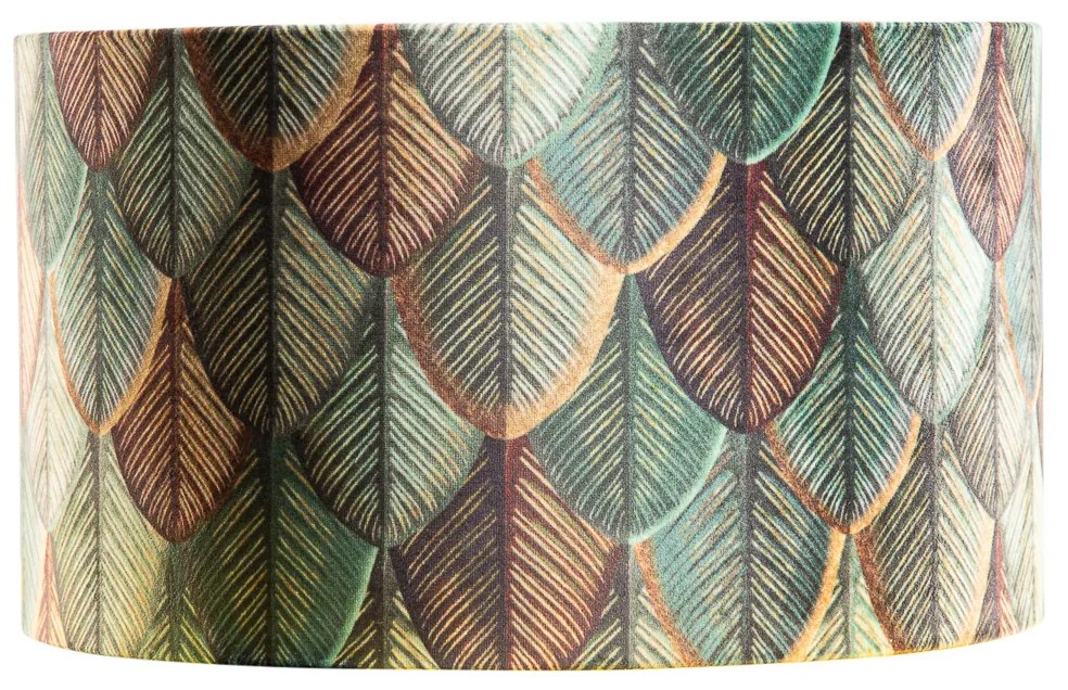 Abażur welurowy z wzorem liści i złotym wnętrzem 35/35/20