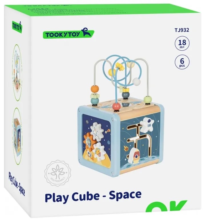Tooky toy drewniana kostka aktywności kosmos sorter labirynt