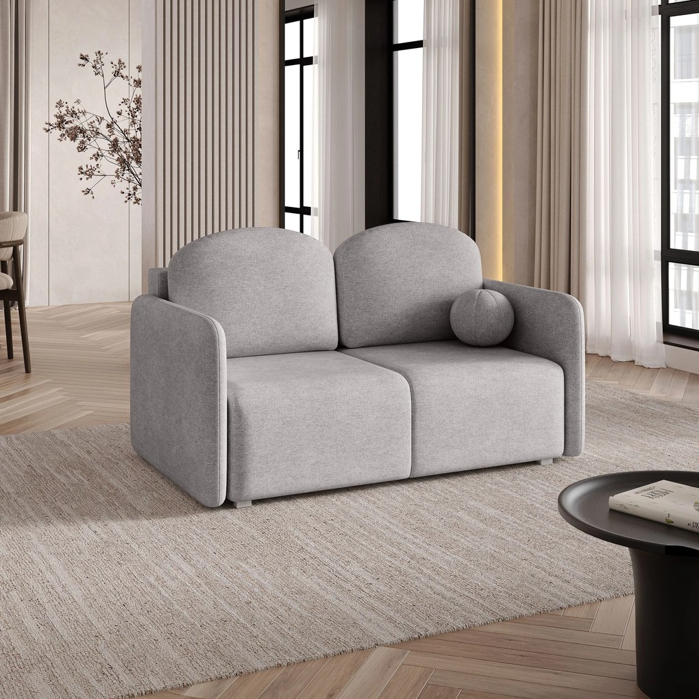 Masseno Sofa SUVI II z funkcją spania i pojemnikiem na pościel, Rozkładana sofa - Jasnoszary, NEVE 83