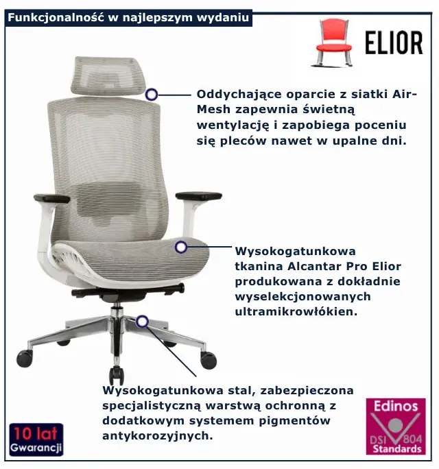 Beżowy fotel obrotowy oddychający S8-S18