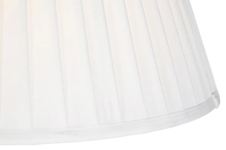 Stalowa lampa wisząca z kremowym plisowanym abażurem 35 cm - Blitz klasyczny/Antyczny Oswietlenie wewnetrzne
