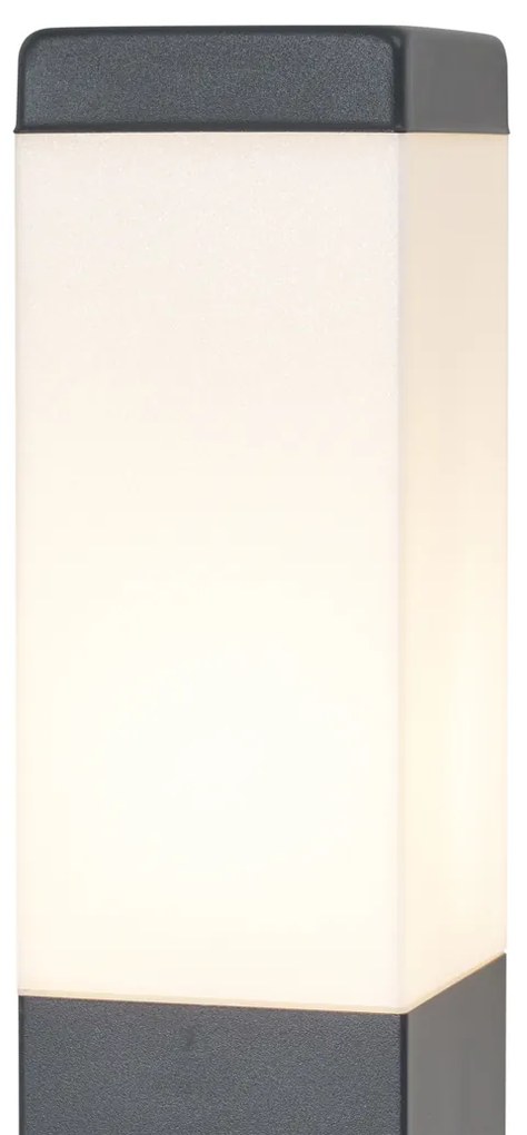 Zewnetrzna Lampa zewnętrzna ciemnoszara ze szkłem opalowym 80 cm IP44 z gniazdem i czujnikiem ruchu - Malios Nowoczesny Oswietlenie zewnetrzne