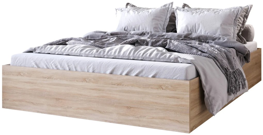 Minimalistyczne łóżko z materacem dąb sonoma 120x200 M6-W77