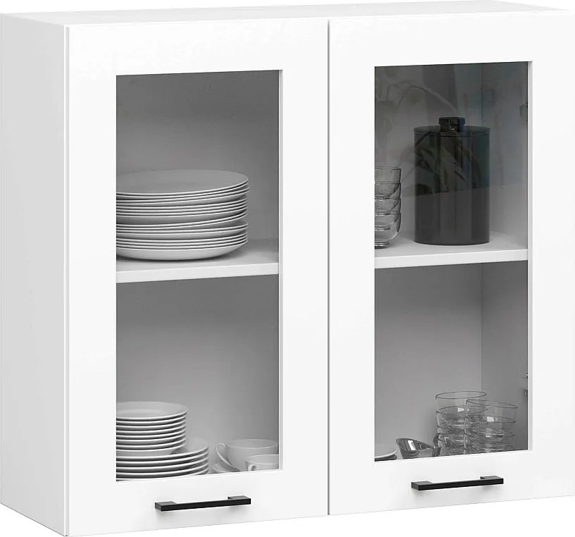 Szafka kuchenna wisząca witryna AKORD OLIWIA W80 H720 Biała 80 cm 2 drzwi kolor Biały mat 2 półki 80x30,5x72 cm