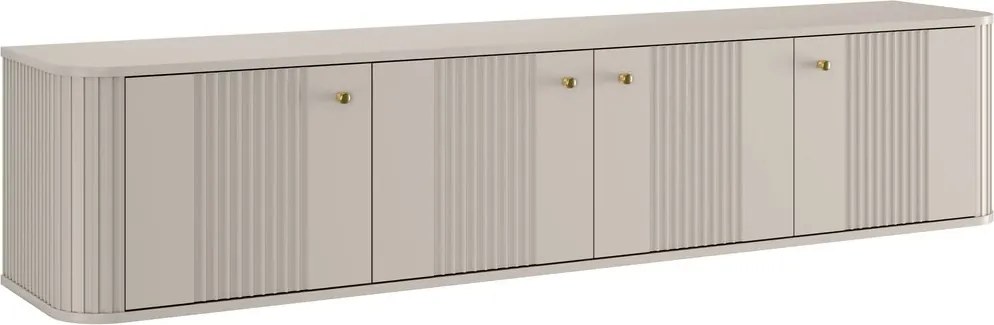 Szafka RTV wisząca Vesper 4D 187 cm - kaszmir / złote uchwyty