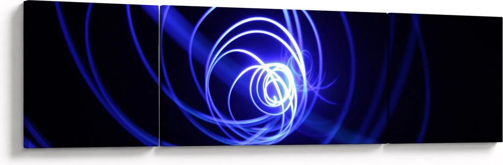 Obraz niebieskich spiral (170x50 cm)