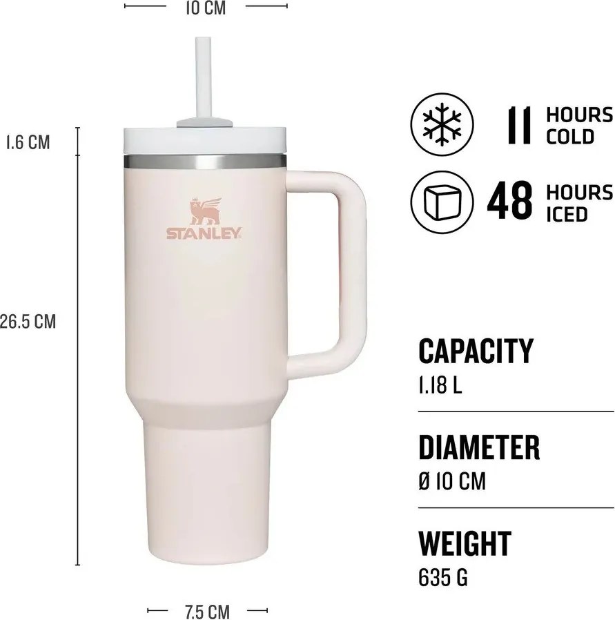 Jasnoszary termos ze słomką ze stali nierdzewnej 1,18 l Quencher H2.0 FlowState Tumbler Ash – Stanley