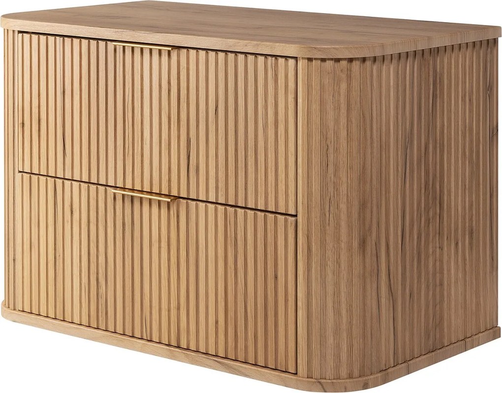 Szafka łazienkowa, dąb Craft ze złotym uchwytem, ​​80,4 x 51,7 x 41,5 cm