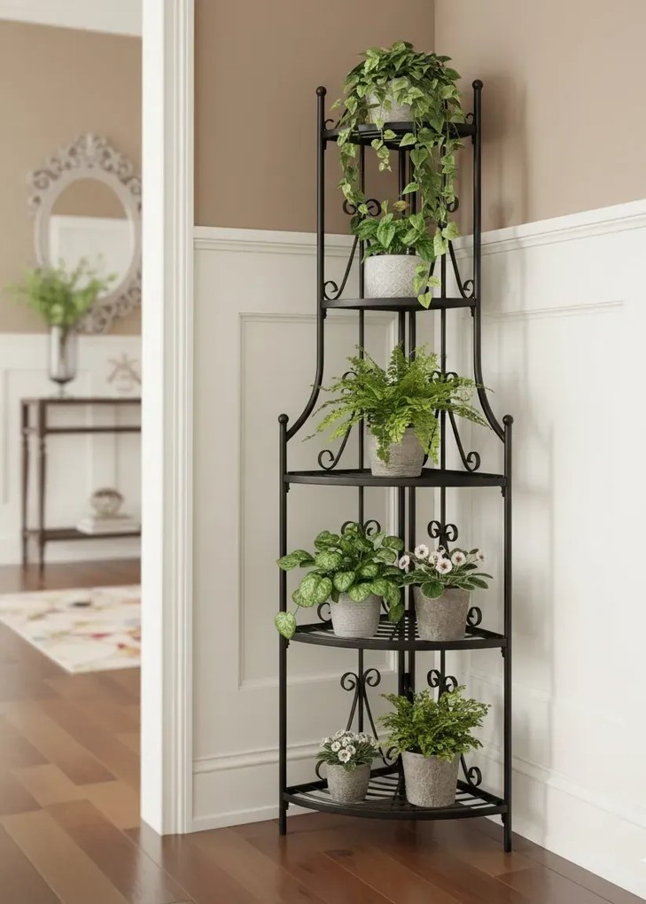 Czarny metalowy kwietnik W2-T08