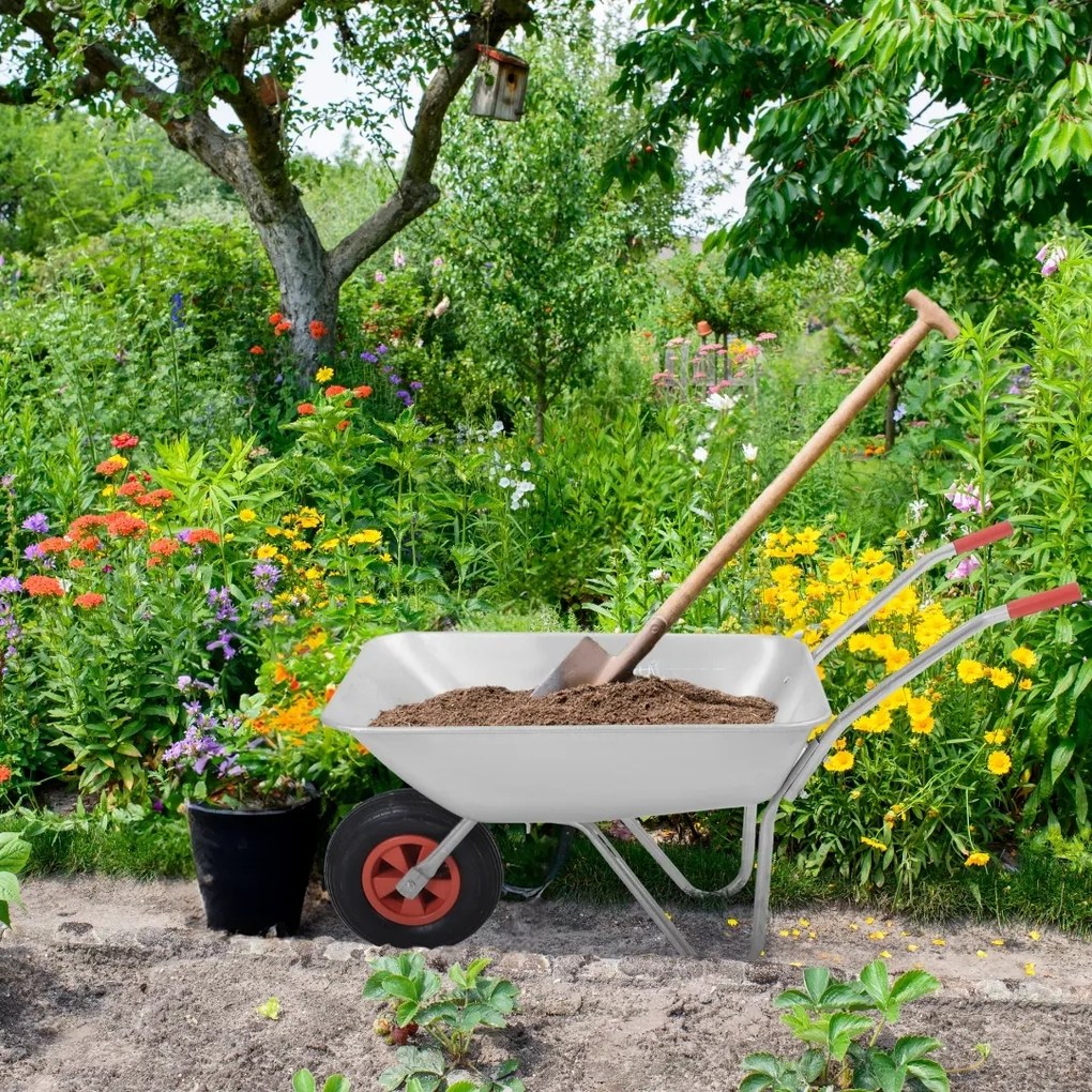Taczka ogrodowa ocynkowana LARRY, max. pojemność 80l/100kg, srebrna/czarna Gardebruk