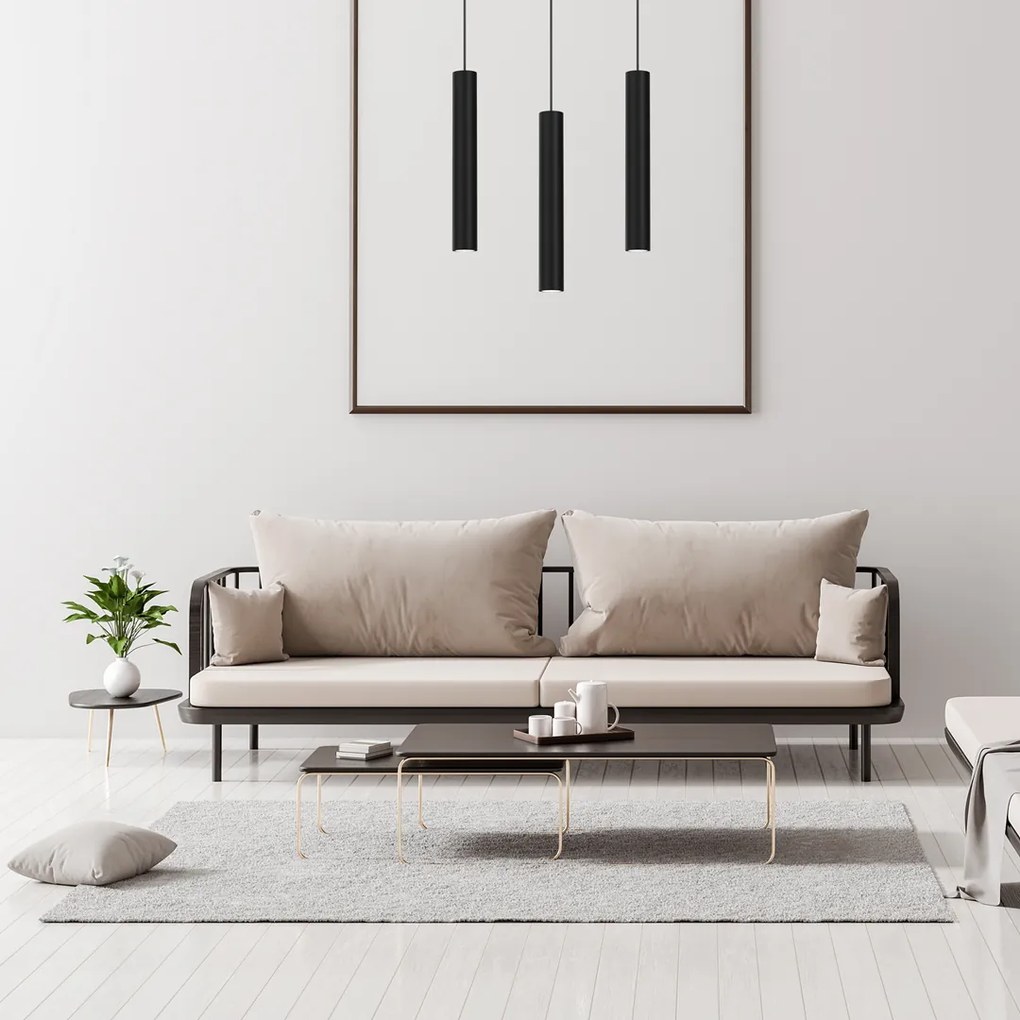 Lampa wisząca HUDSON BLACK 3xGU10, czarna, potrójna, tuba, na listwie