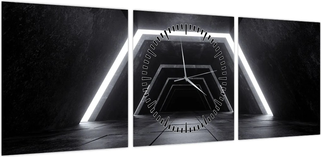 Obraz - Futurystyczny tunel (z zegarem) (90x30 cm)