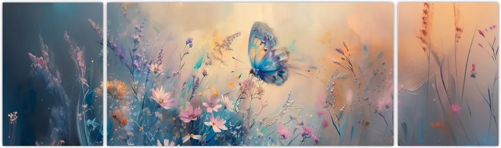 Obraz - Łąka z motylem (170x50 cm)
