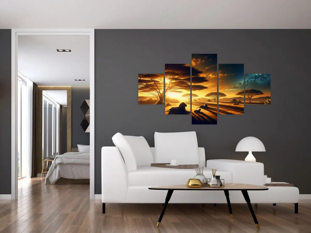 Obraz - Odpoczywające lwy (125x70 cm)