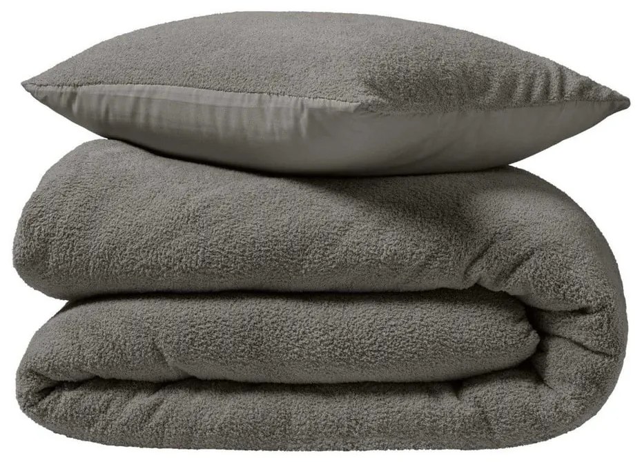 Antracytowa pościel dwuosobowa z mikropluszu 240x220 cm Helena – douceur d'intérieur