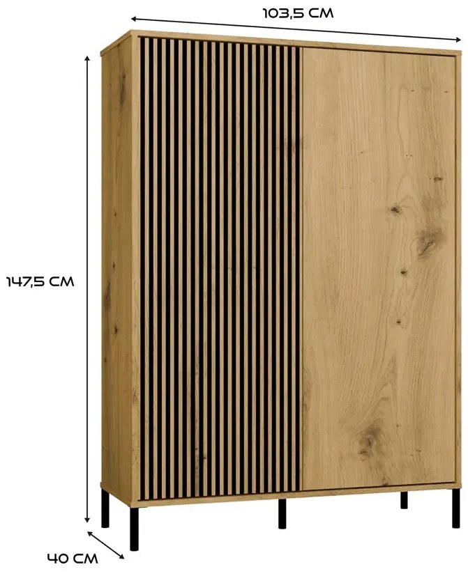 Nowoczesna komoda z lamelami na nóżkach dąb artisan - Valdi 4X
