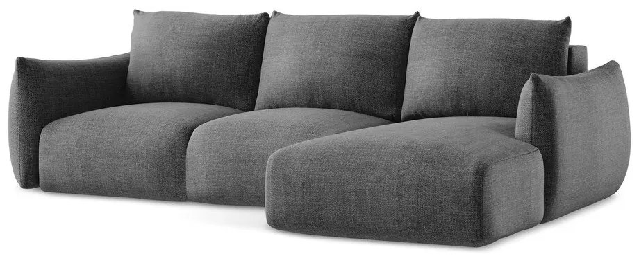 Ciemnoszary rozkładany narożnik (prawostronny/z szezlongiem) Leila – Makamii