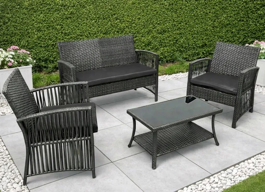 Zestaw mebli ogrodowych Solina, kolor szary, poduszki szare