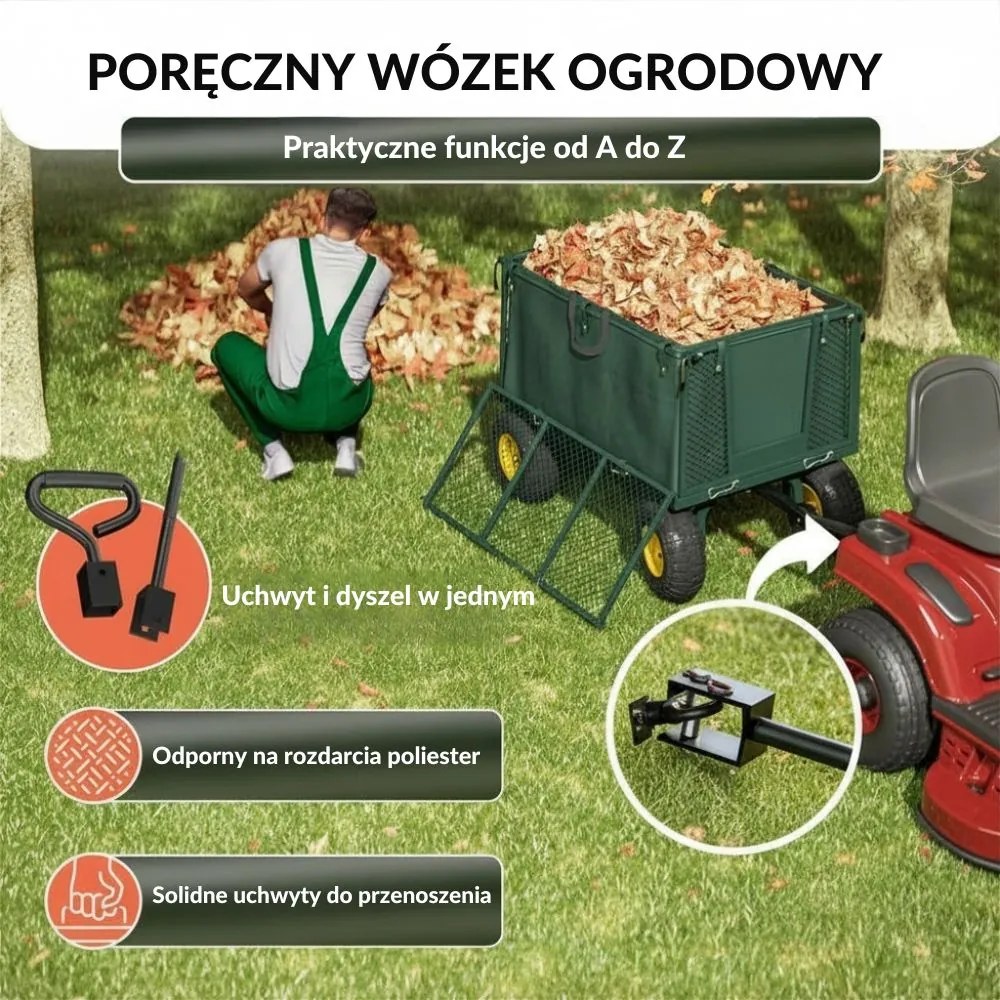 Wózek transportowy HECTOR, maks. 550 kg, 110x75x52 cm, zielony Gardebruk