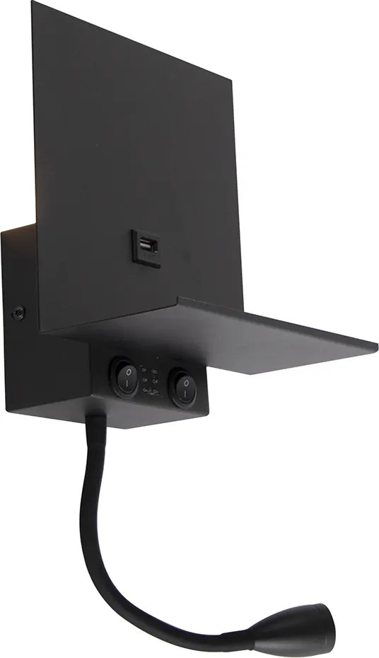 Inteligentna lampa ścienna czarna z USB i ramieniem giętkim w tym Wifi G9 - Flero